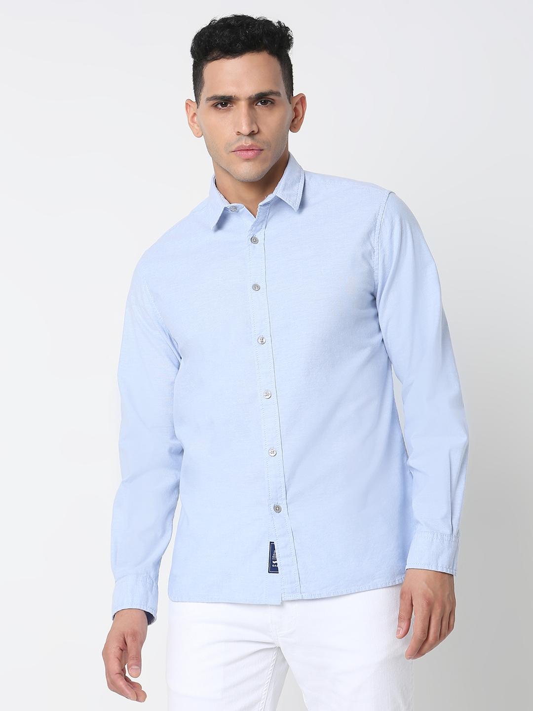 Regular Fit Solid Full Sleeve Shirt with Classic Collar