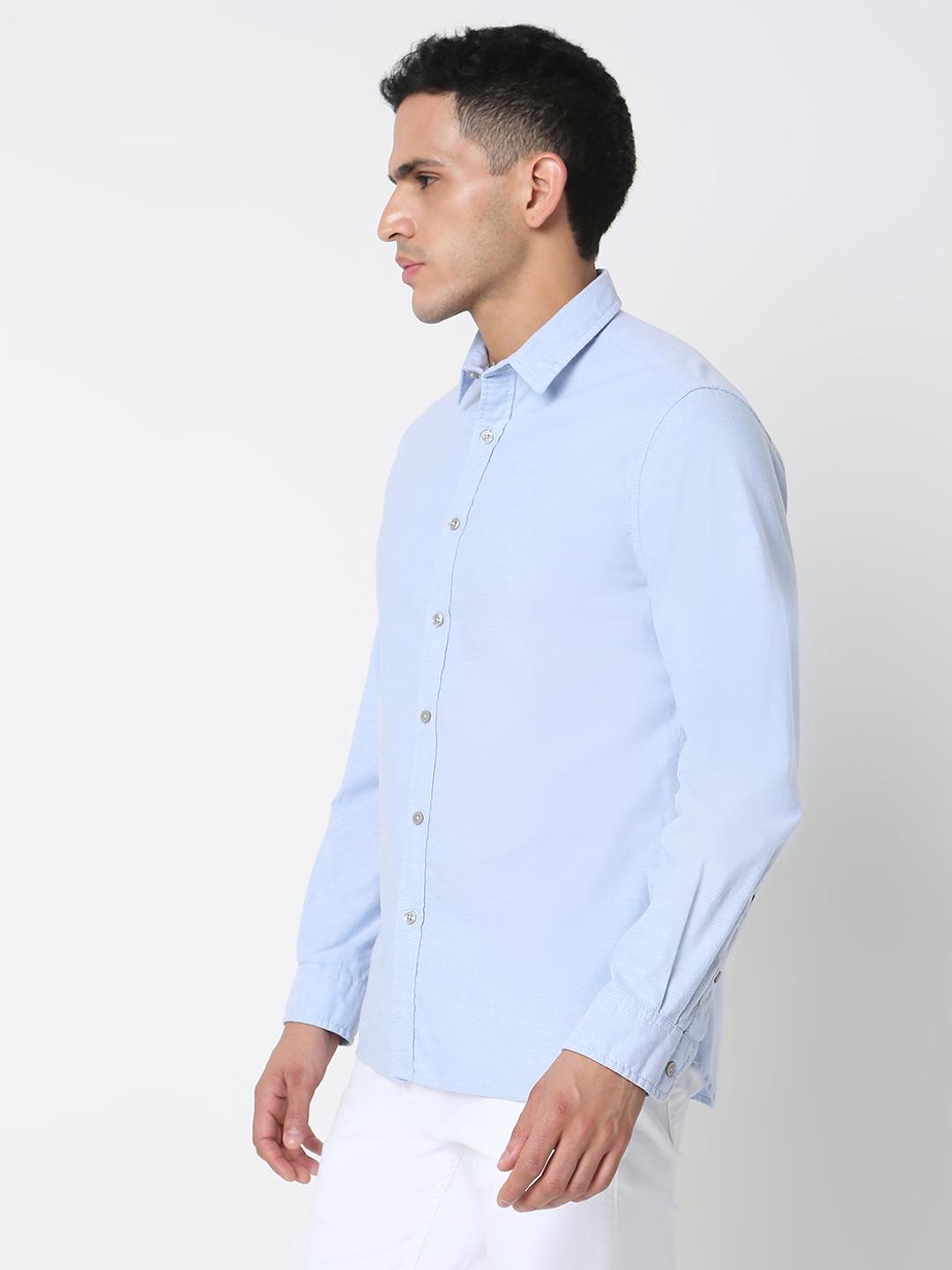 Regular Fit Solid Full Sleeve Shirt with Classic Collar