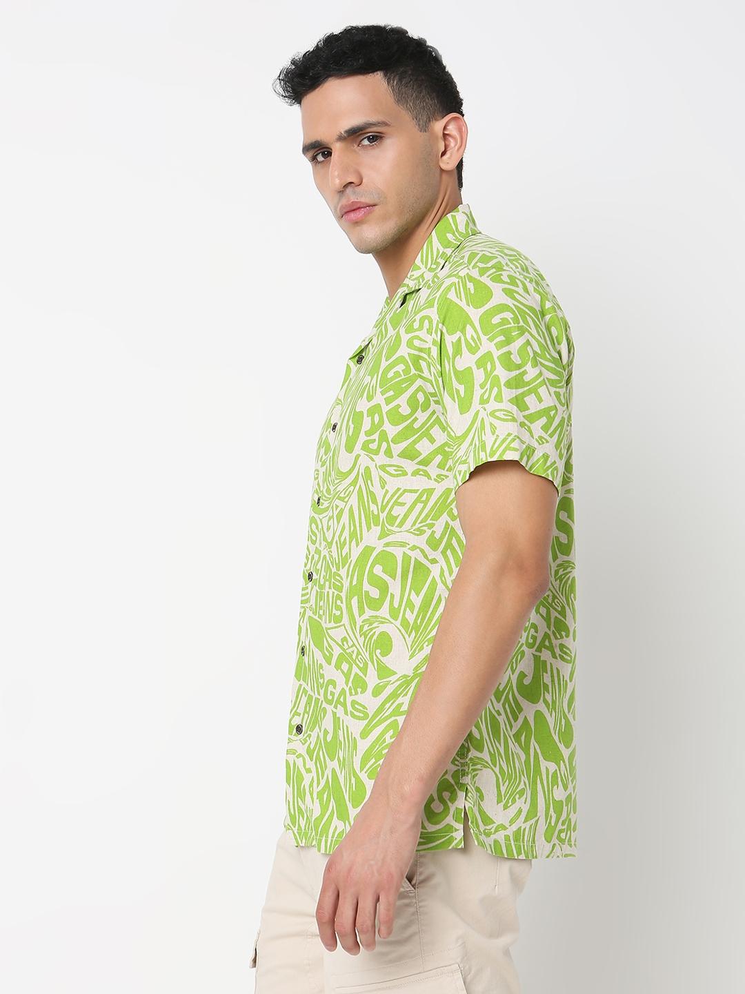 Regular Fit All Over Printed Short Sleeve Shirt with Resort Collar