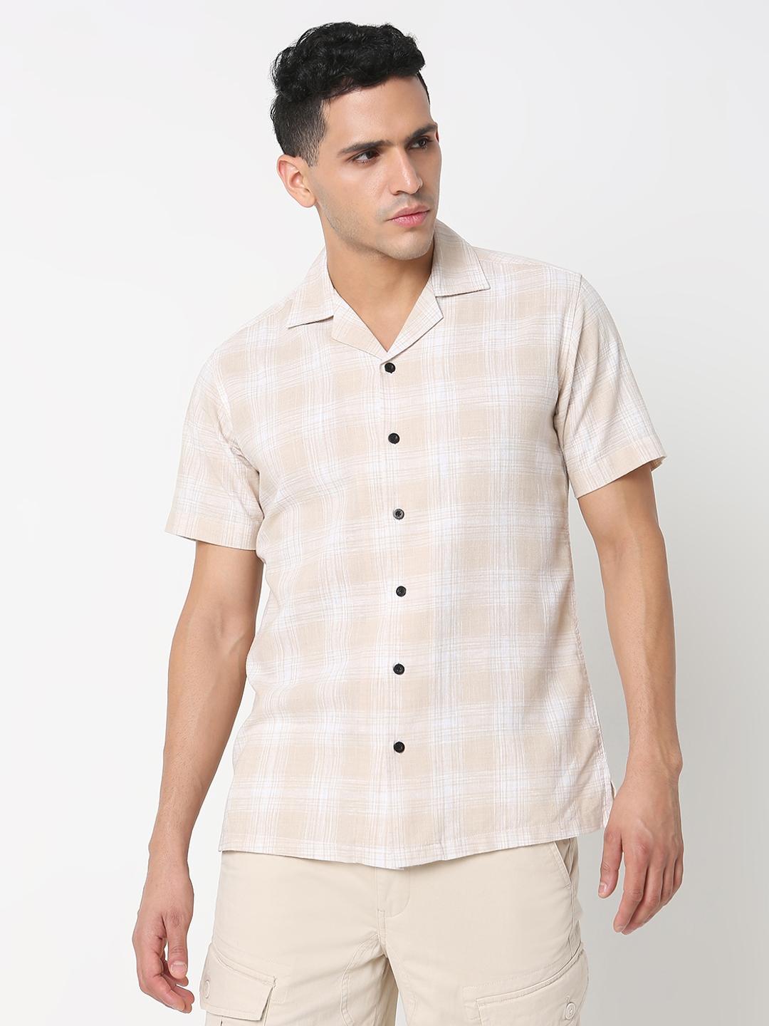 Regular Fit Checks Half Sleeve Shirt with Classic Collar