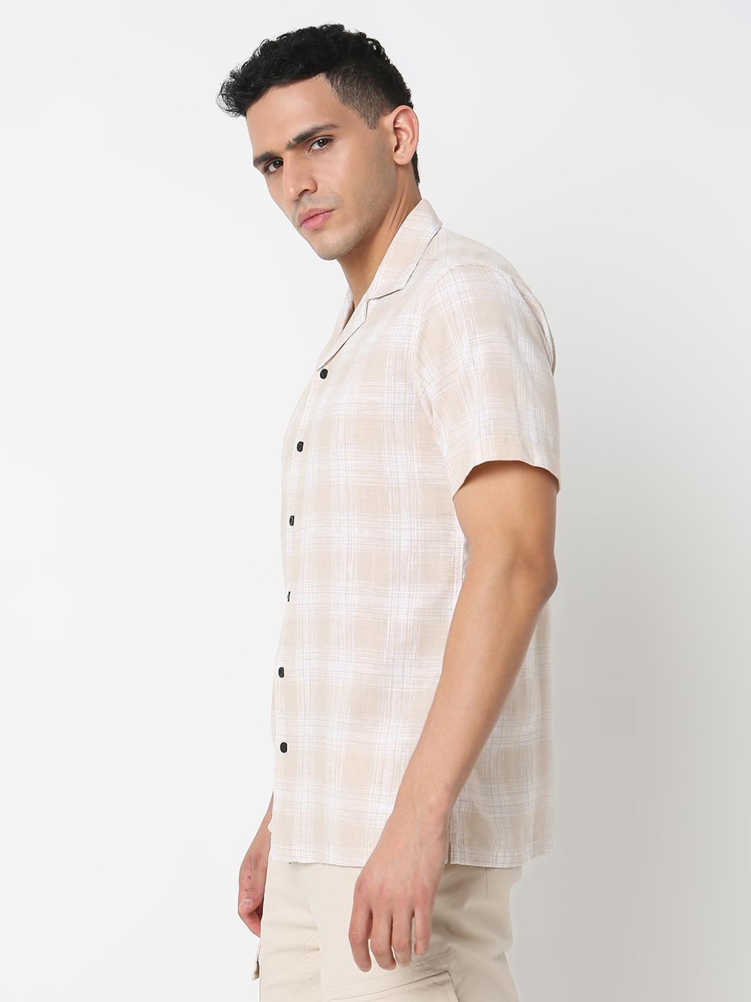 Regular Fit Checks Half Sleeve Shirt with Classic Collar