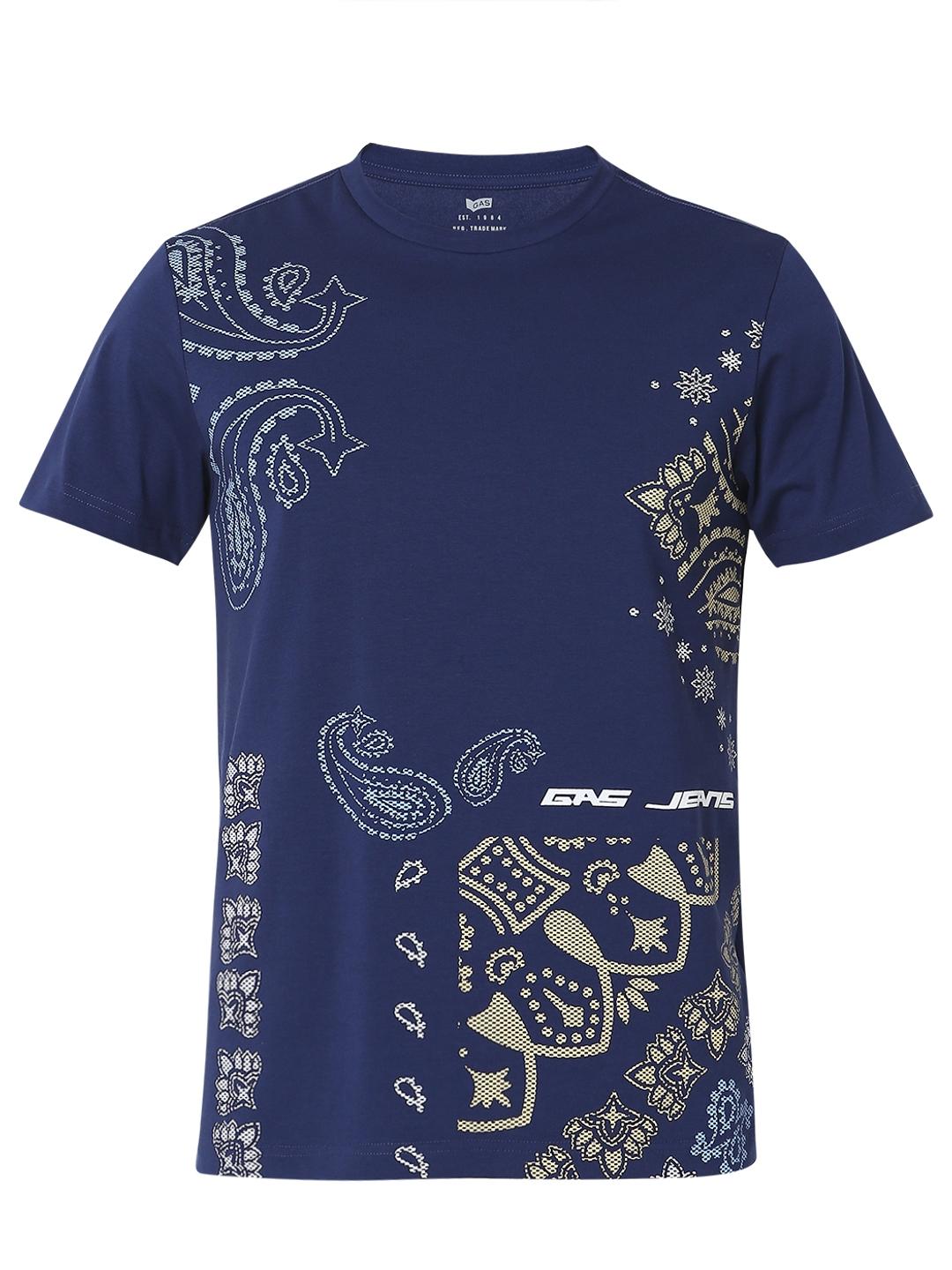 Regular Fit All Over Printed Round Neck T-Shirt with Short Sleeve