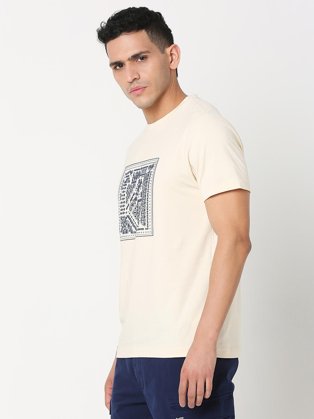 Regular Fit Printed Round Neck T-Shirt with Short Sleeve