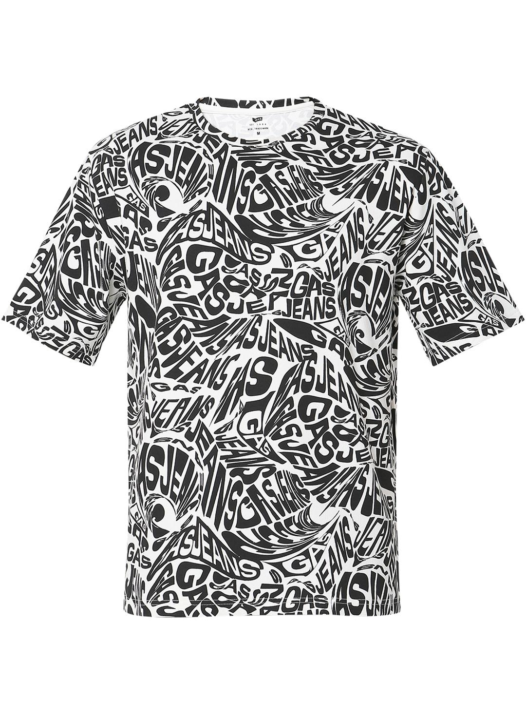 Boxy Fit All Over Printed Round Neck T-Shirt with Short Sleeve