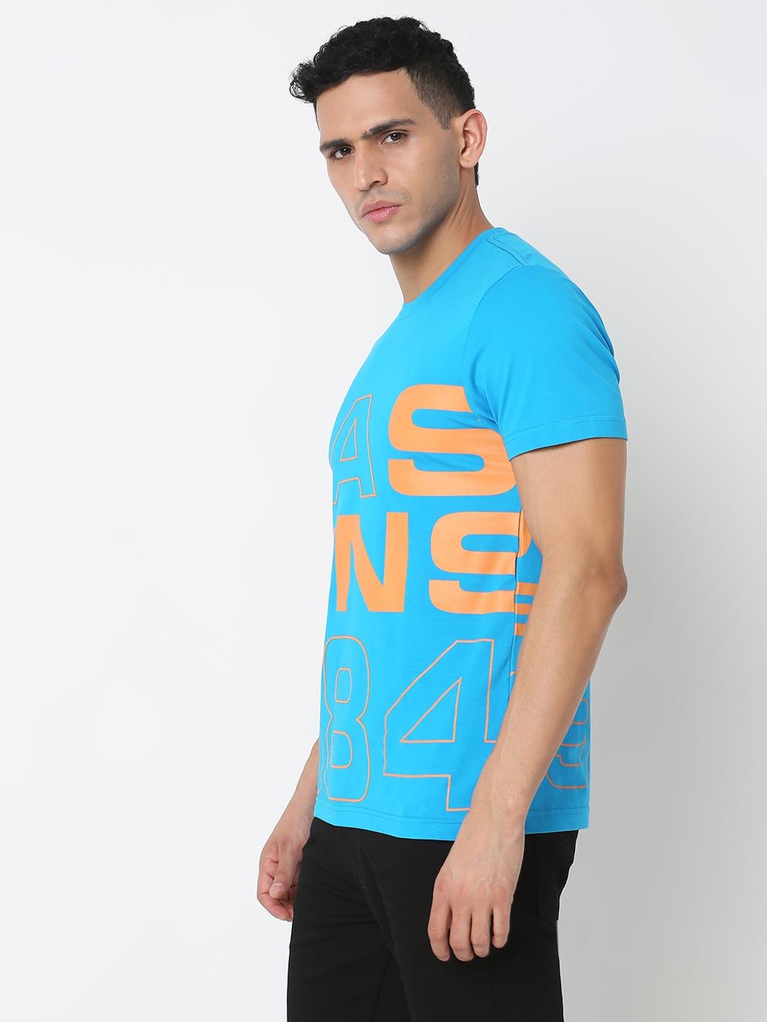 Regular Fit Placement Print Round Neck T-Shirt with Short Sleeve