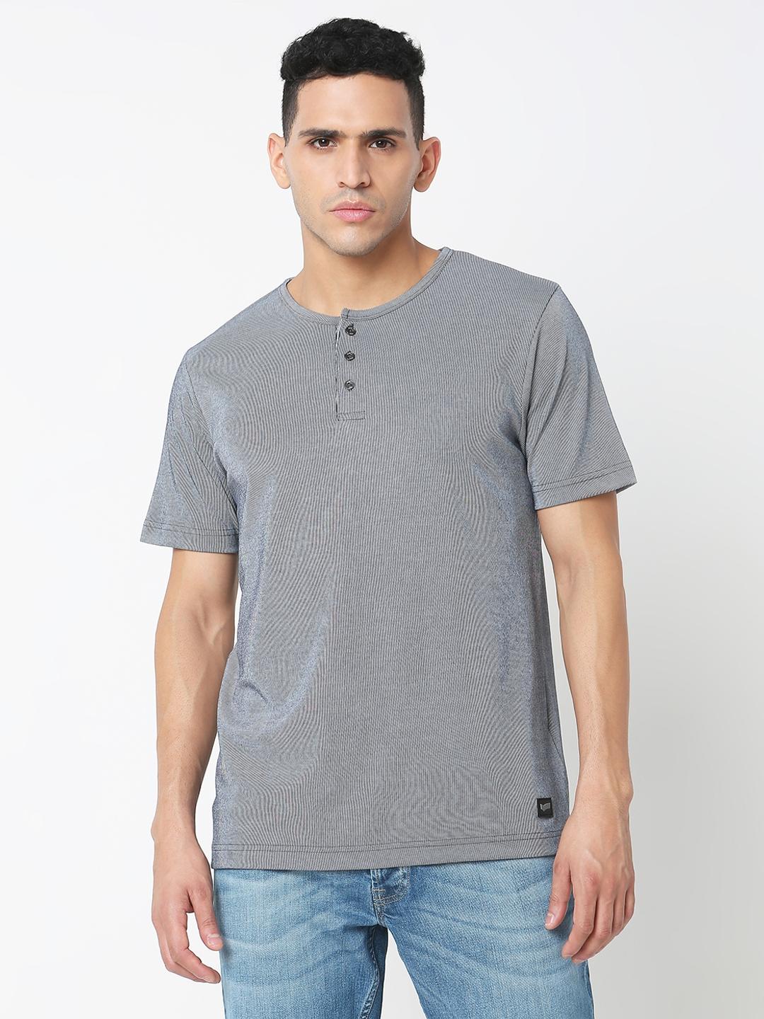 Regular Fit Solid Henley T-Shirt with Short Sleeve