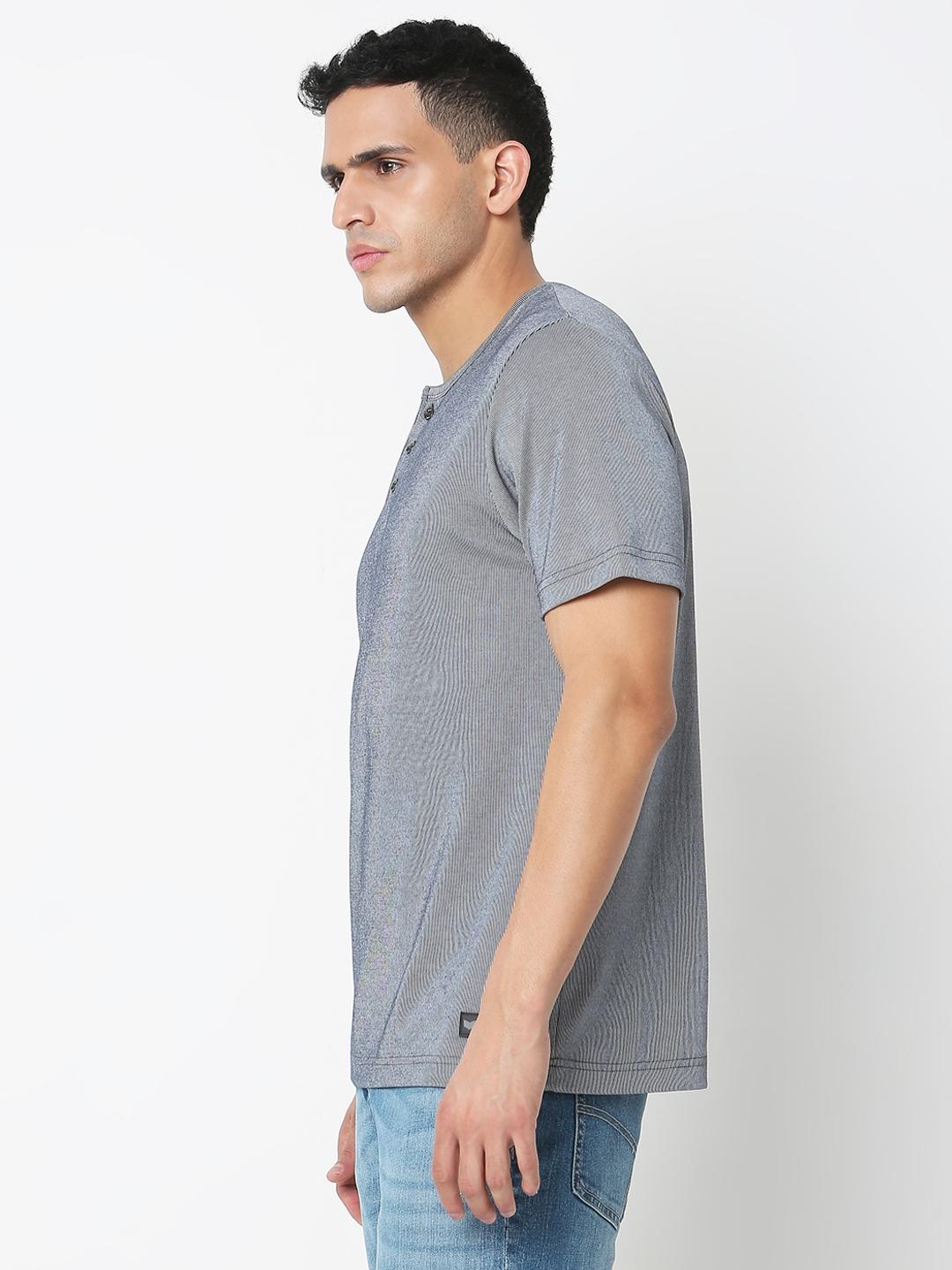 Regular Fit Solid Henley T-Shirt with Short Sleeve