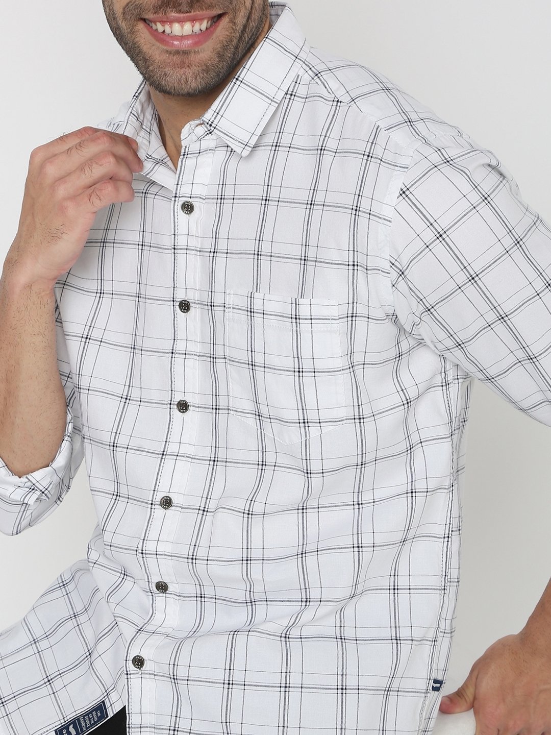 Checked Slim Fit Shirt with Patch Pocket