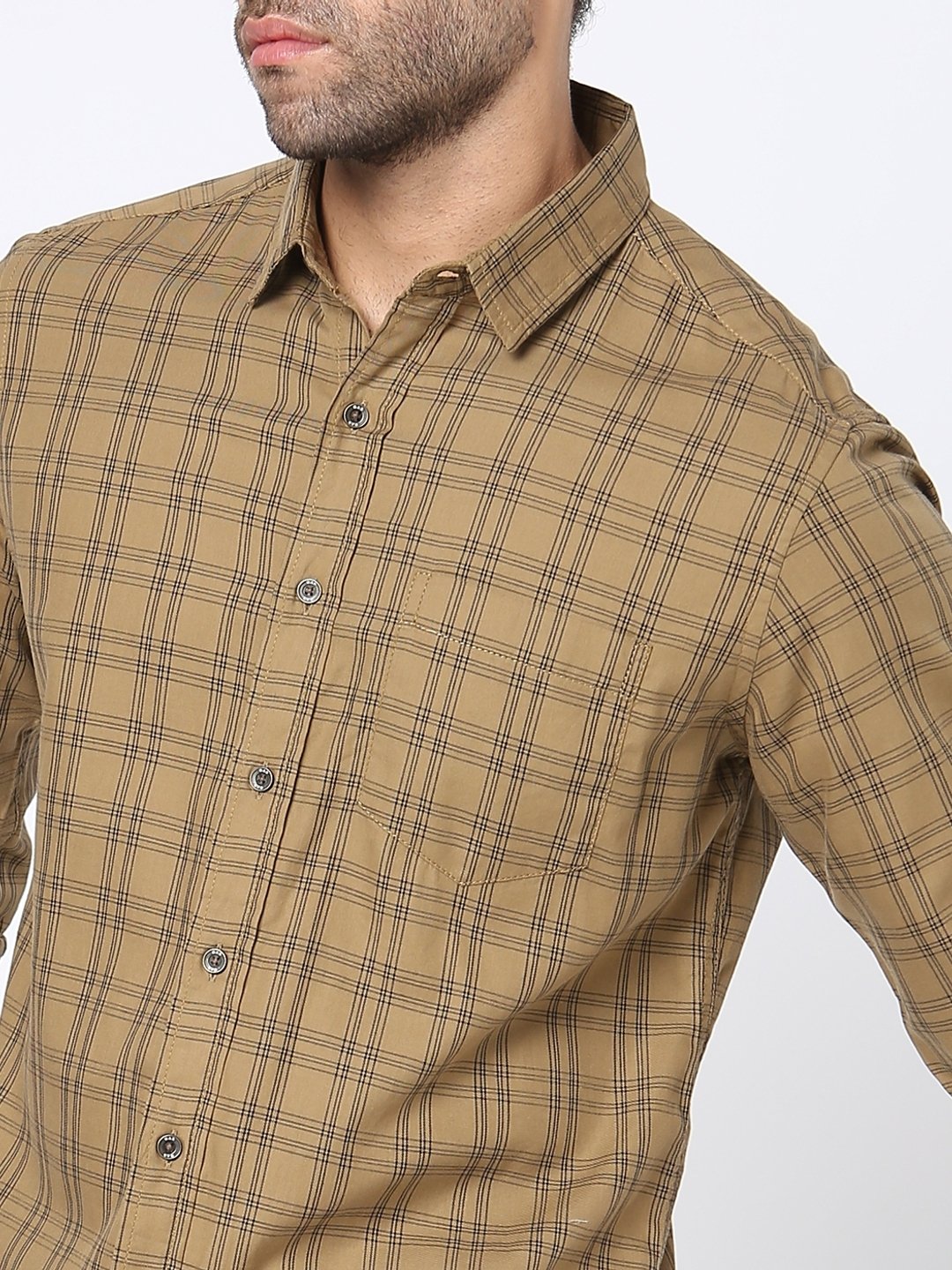 Checked Slim Fit Shirt with Patch Pocket