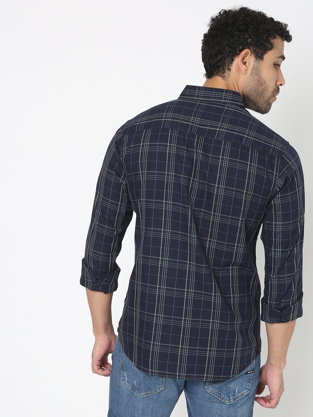 Checked Slim Fit Shirt with Patch Pocket