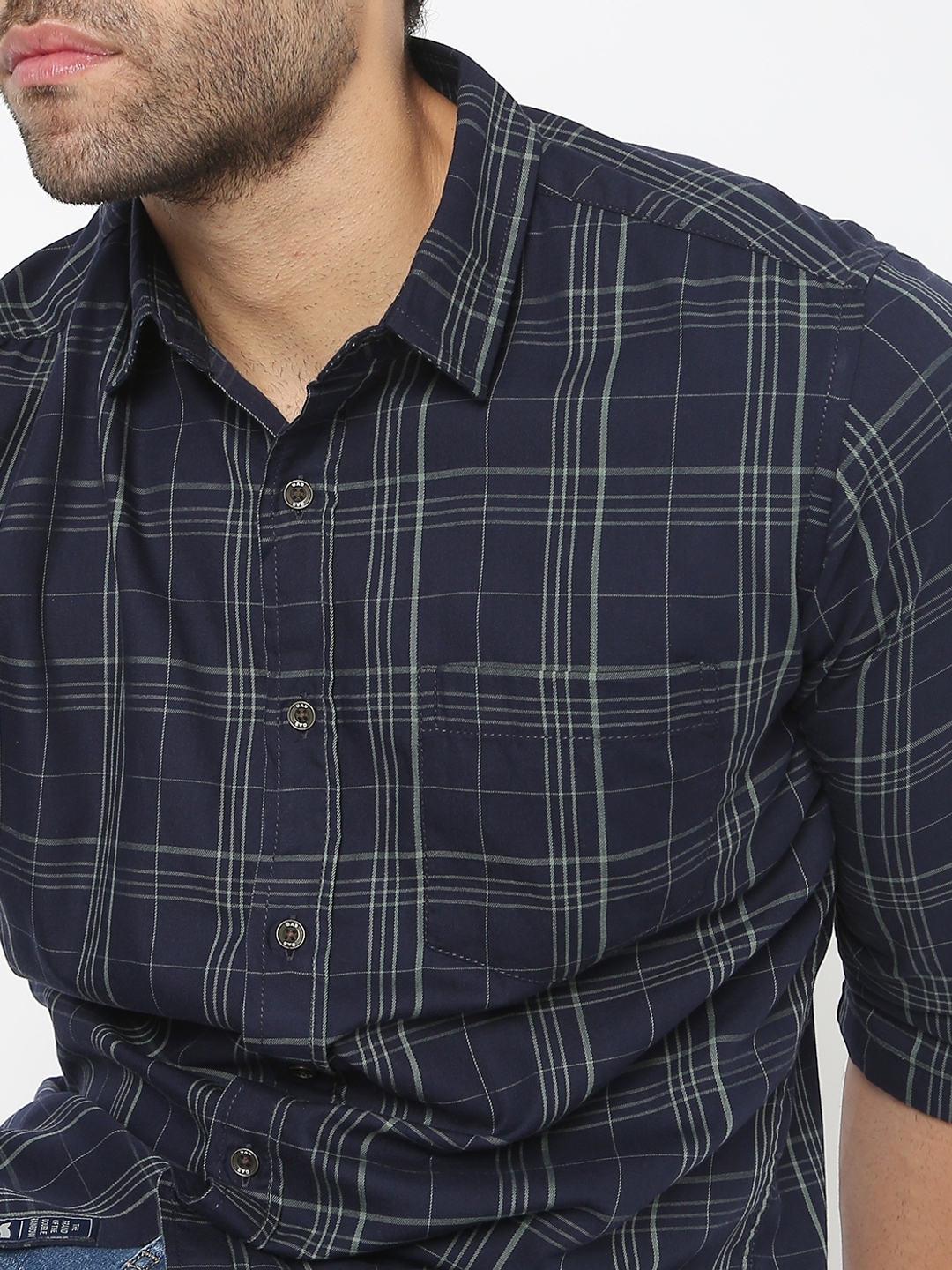 Checked Slim Fit Shirt with Patch Pocket