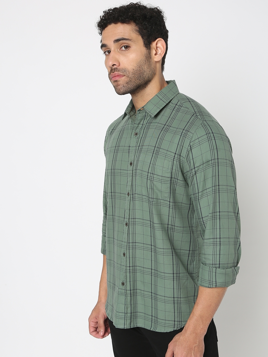 Checked Slim Fit Shirt with Patch Pocket