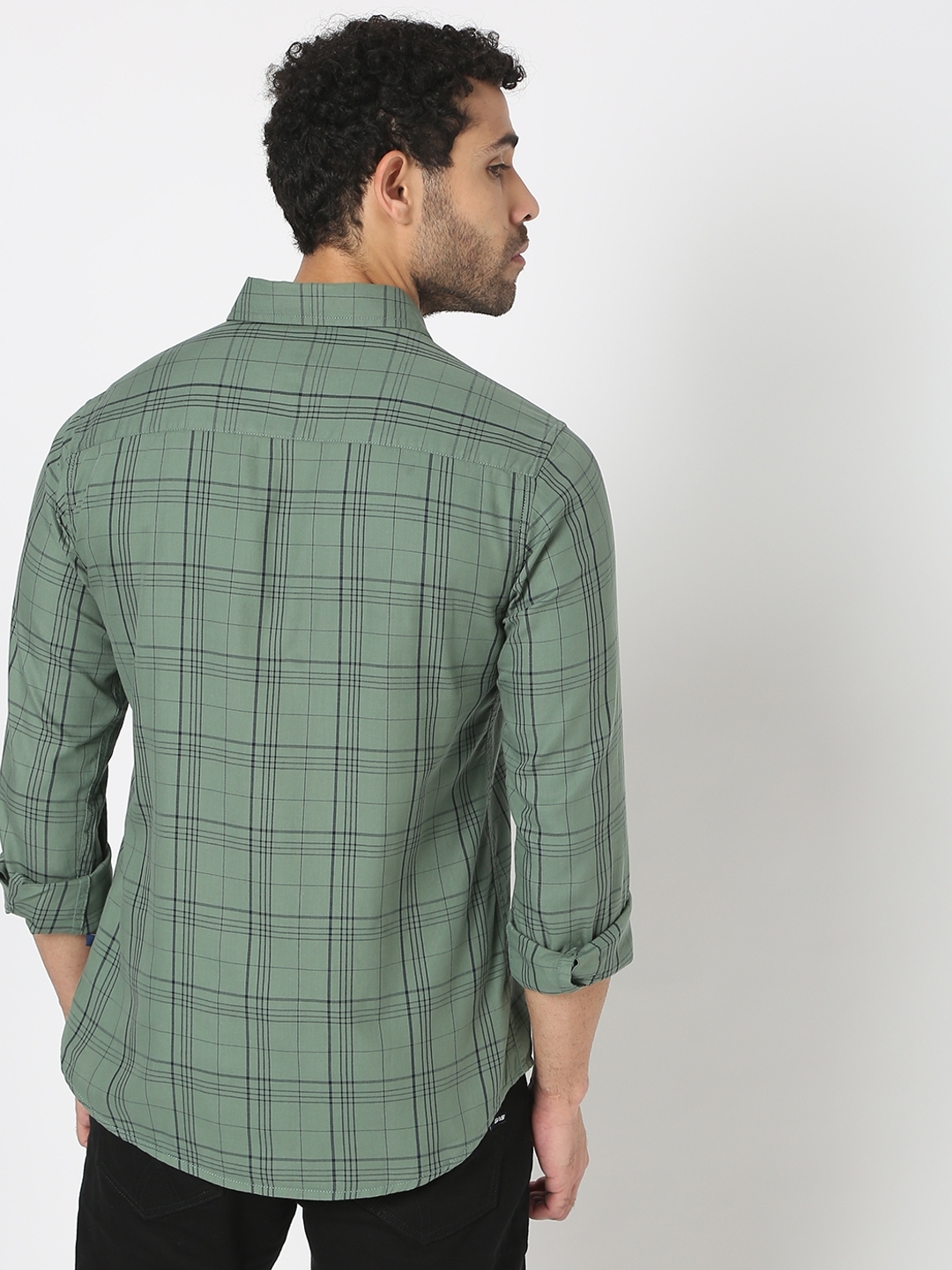 Checked Slim Fit Shirt with Patch Pocket