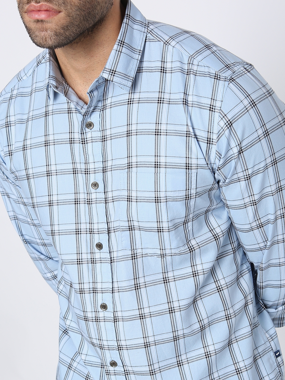 Checked Slim Fit Shirt with Patch Pocket