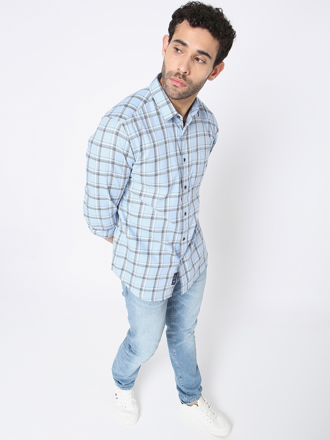 Checked Slim Fit Shirt with Patch Pocket