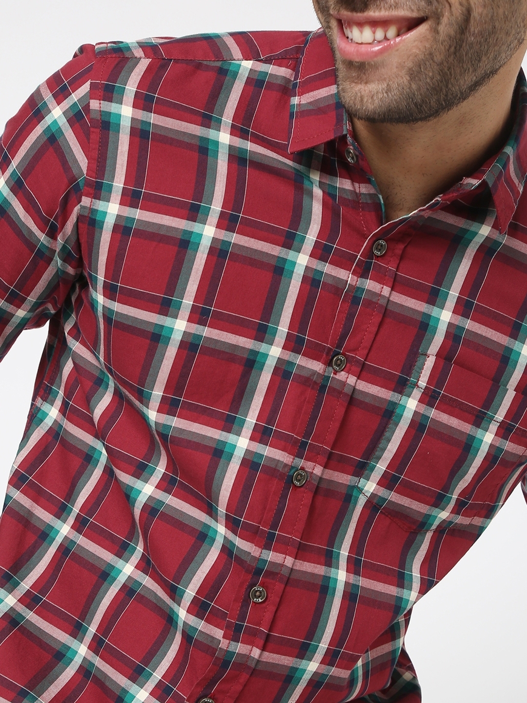 Checked Slim Fit Shirt with Patch Pocket