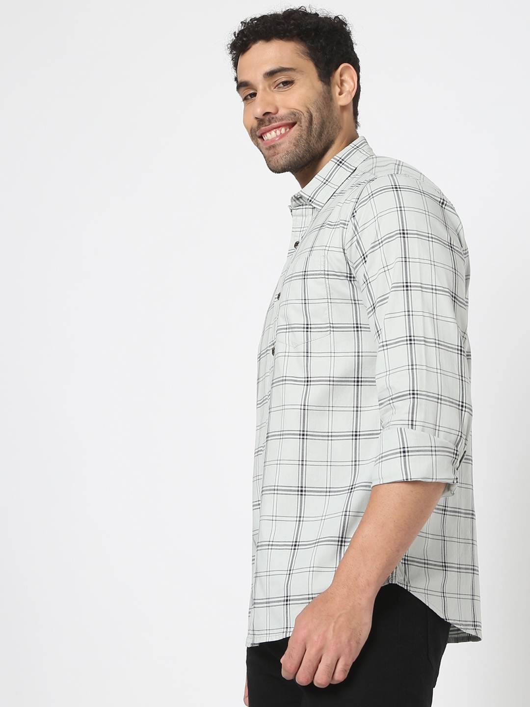 Checked Slim Fit Shirt with Patch Pocket