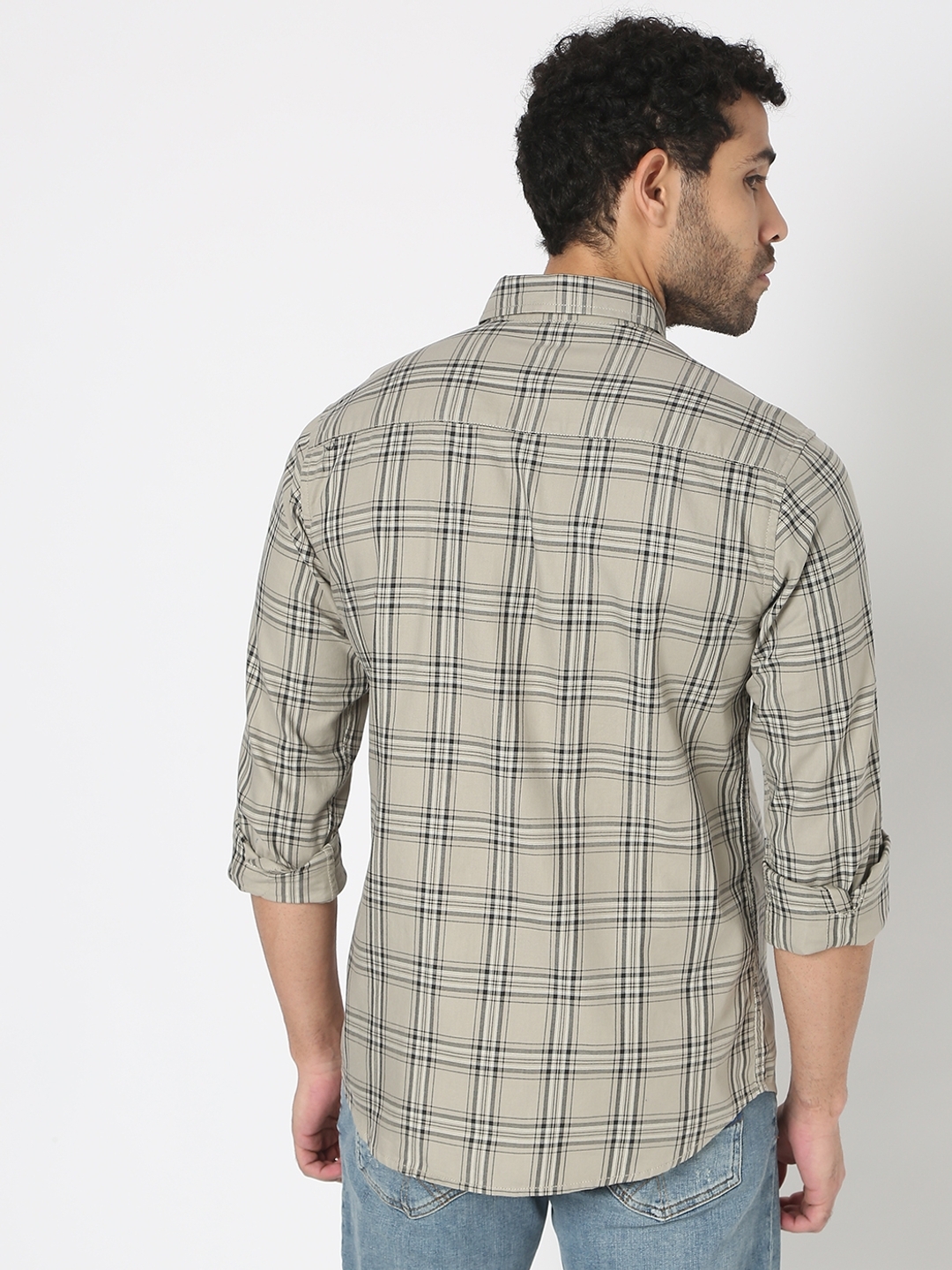 Checked Slim Fit Shirt with Patch Pocket