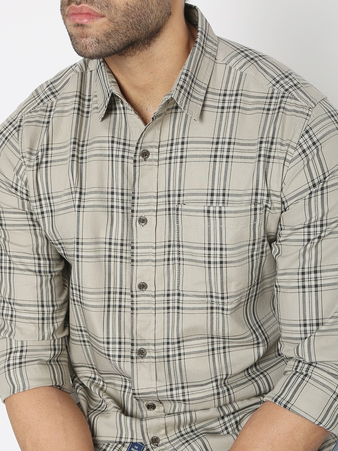 Checked Slim Fit Shirt with Patch Pocket