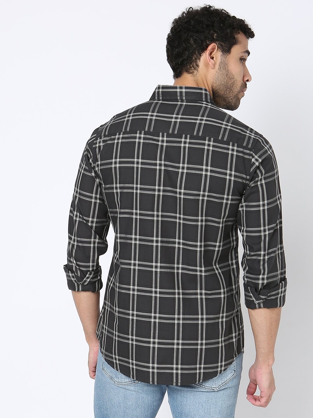 Checked Slim Fit Shirt with Patch Pocket