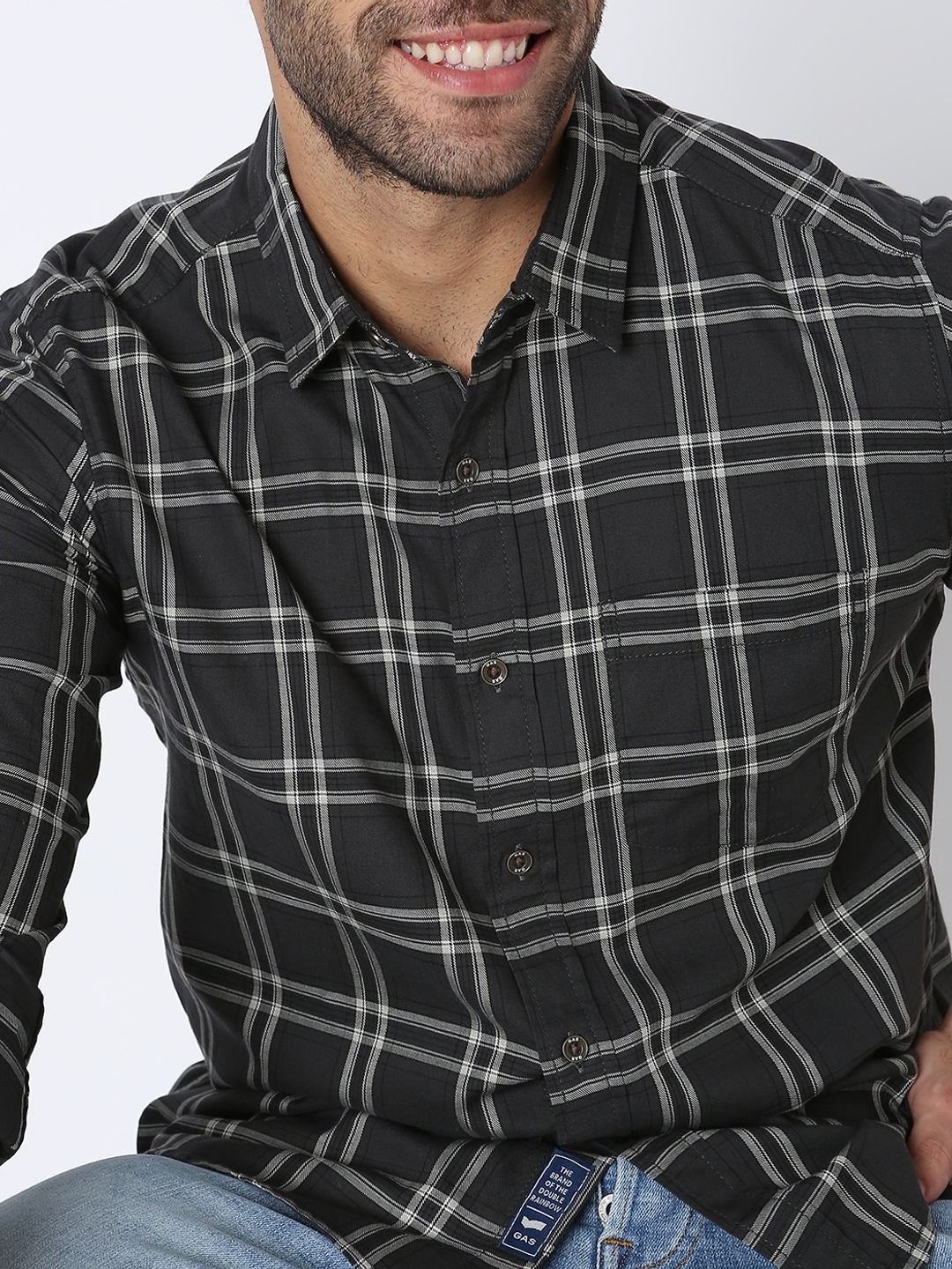 Checked Slim Fit Shirt with Patch Pocket