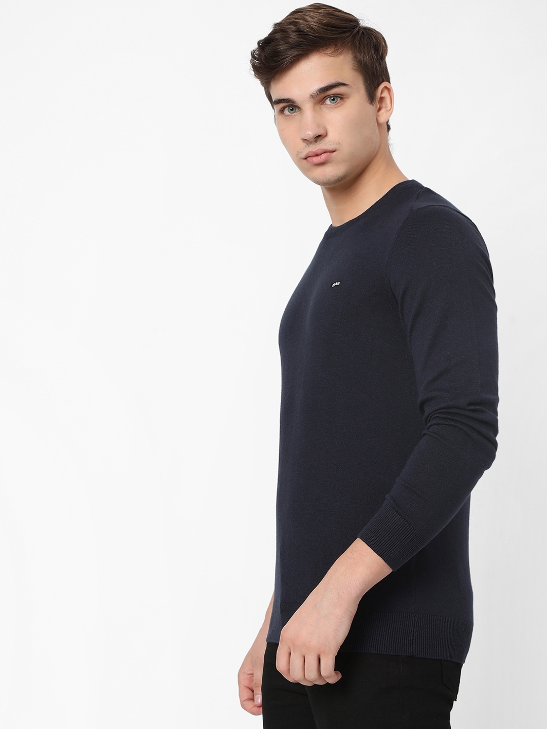 Men's Ayron/S R.Collar Fr Solid Sweater