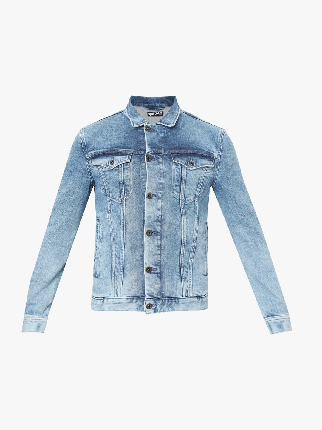 Organic Cotton Distressed Button-Down Cropped Denim Jacket