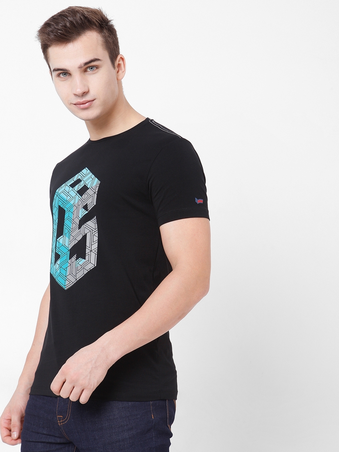 3D Logo Print Slim Fit Crew-Neck T-shirt
