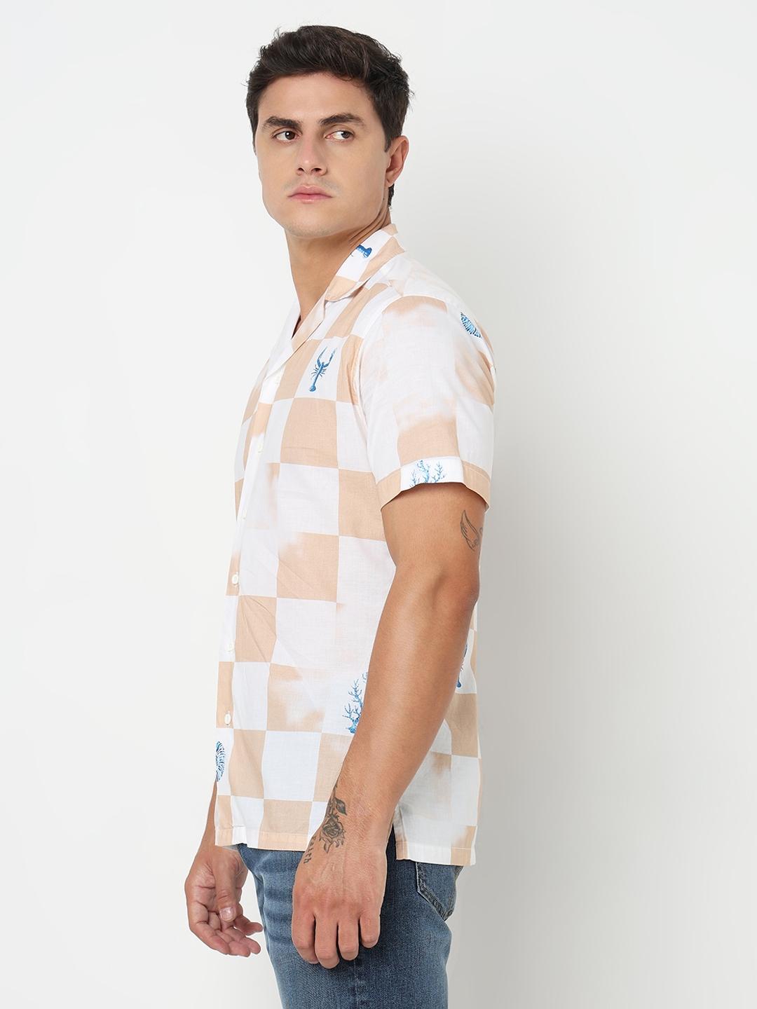 Regular Fit All Over Printed Short Sleeve Shirt with Resort Collar