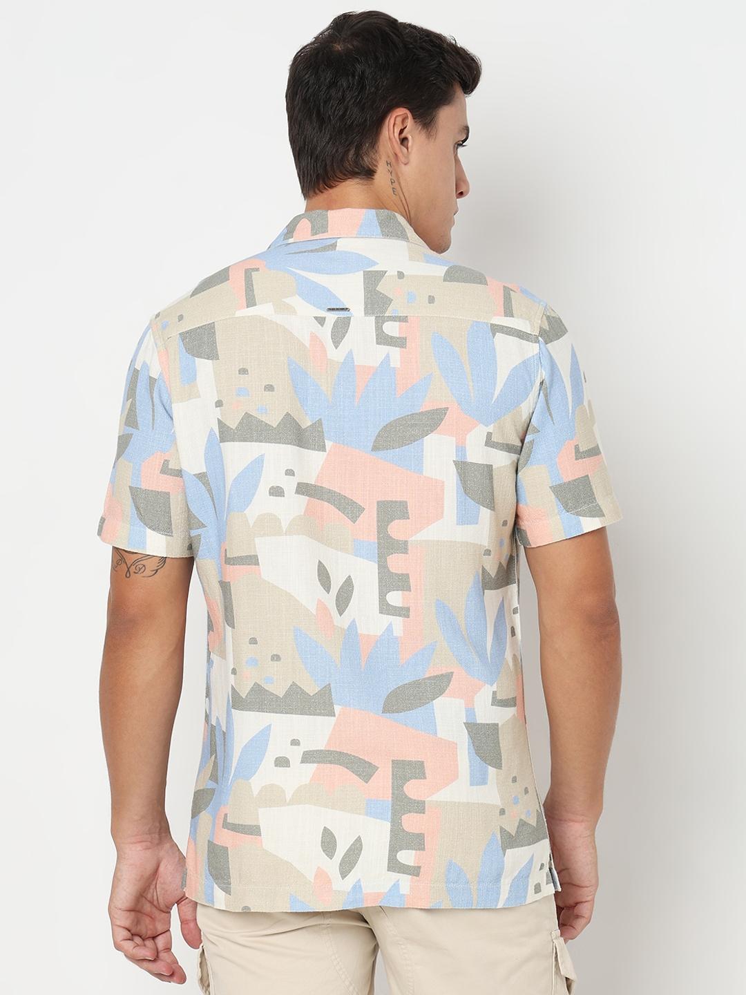 Regular Fit All Over Printed Short Sleeve Shirt with Classic Collar