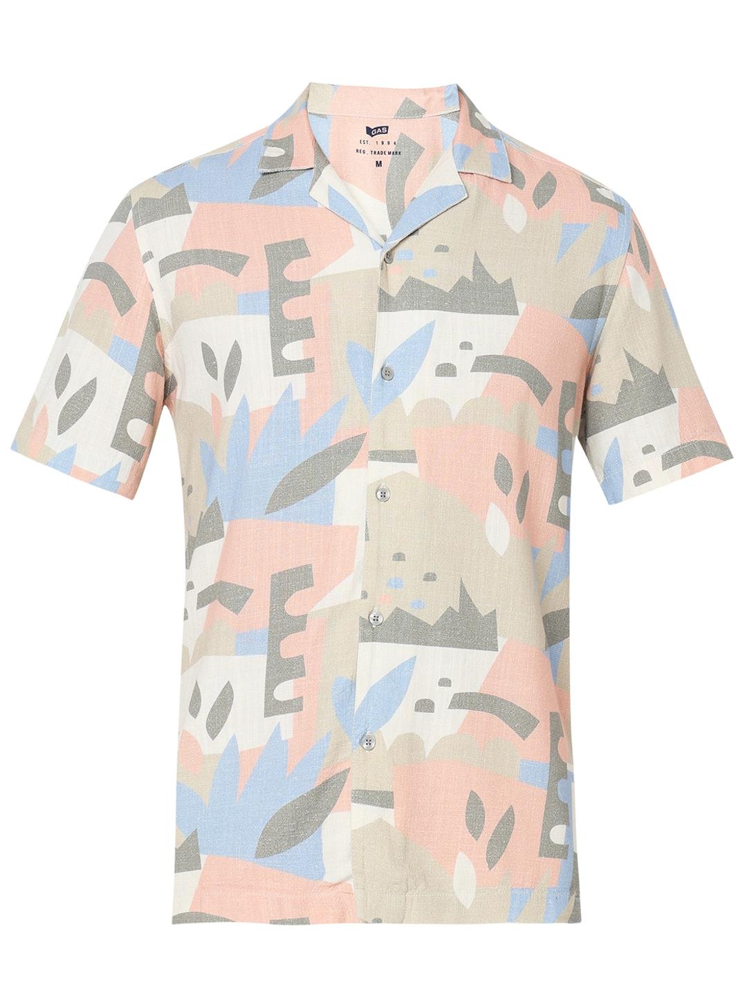 Regular Fit All Over Printed Short Sleeve Shirt with Classic Collar