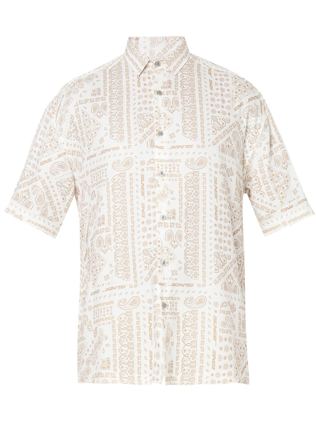 Boxy Fit All Over Printed Short Sleeve Shirt with Classic Collar