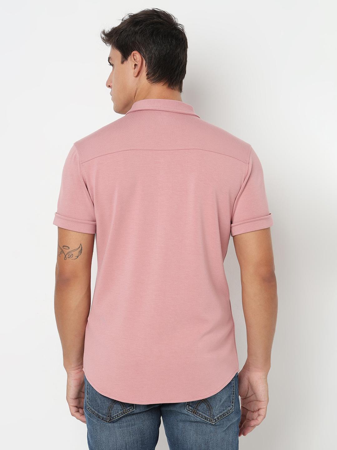 Slim Fit Solid Short Sleeve Shirt with Classic Collar