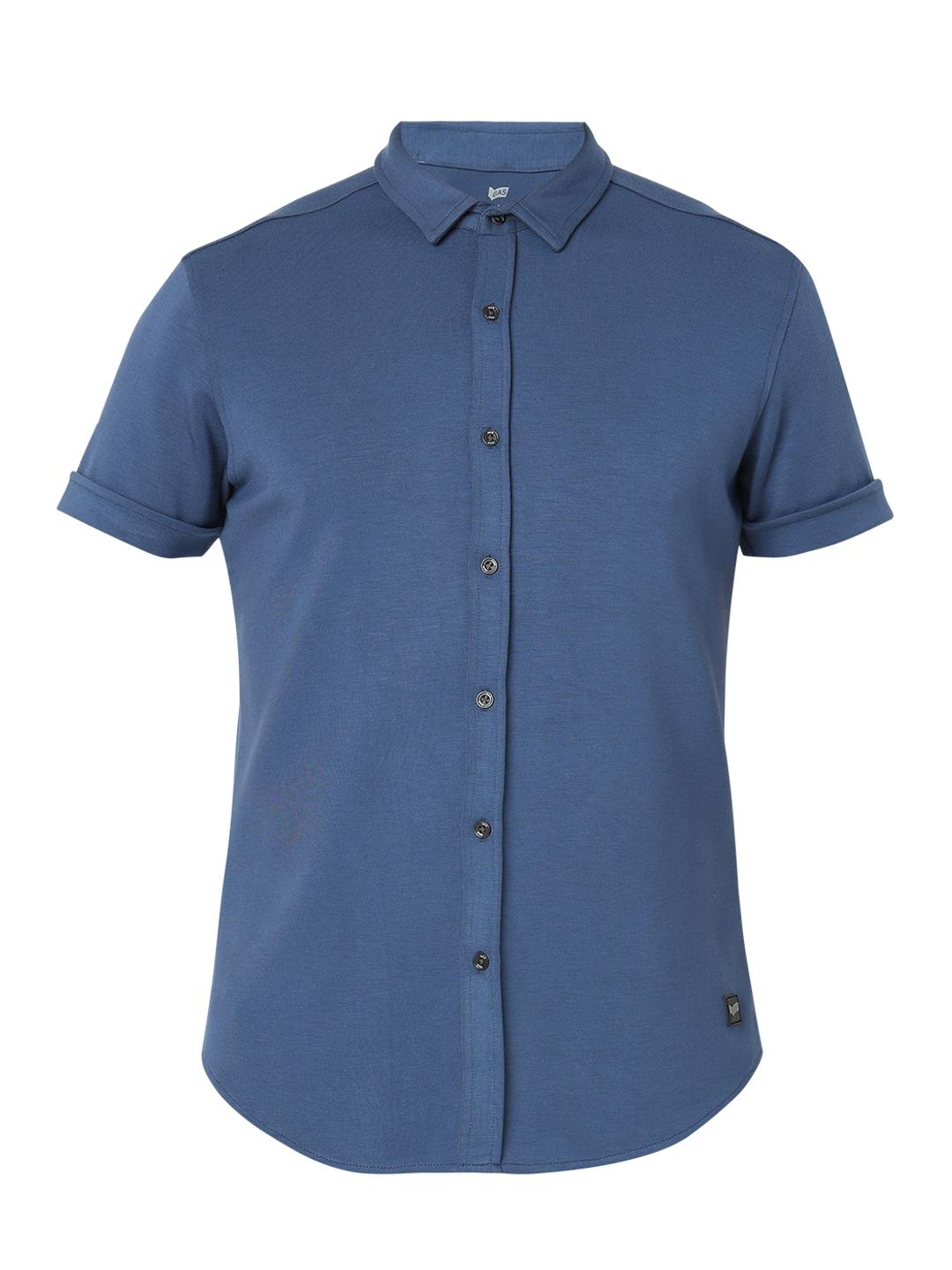 Slim Fit Solid Short Sleeve Shirt with Classic Collar