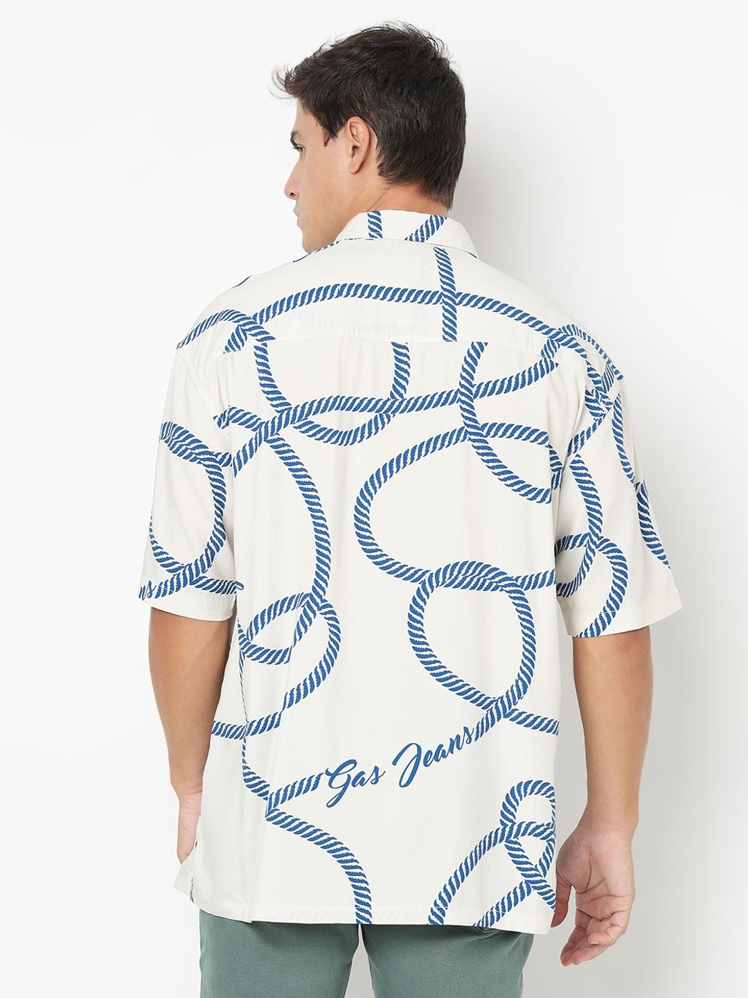 Boxy Fit All Over Printed Short Sleeve Shirt with Classic Collar