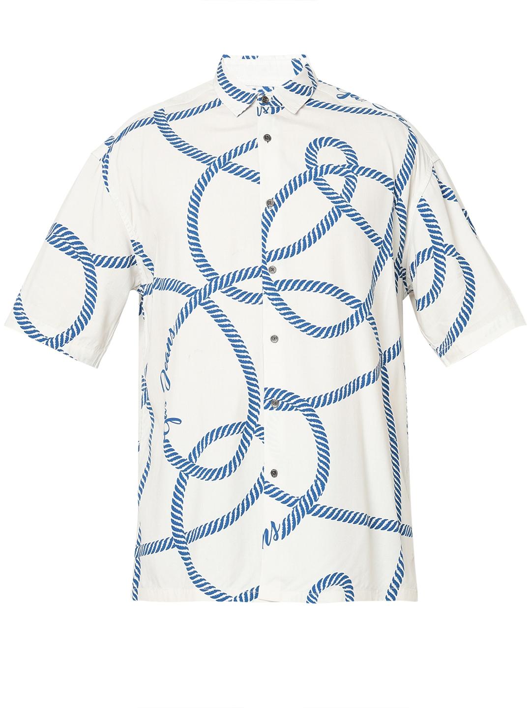 Boxy Fit All Over Printed Short Sleeve Shirt with Classic Collar