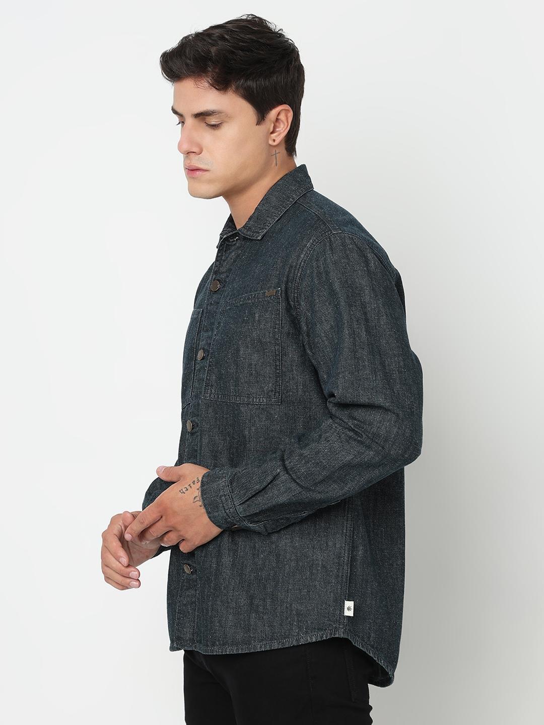 Shacket Solid Full Sleeve Shirt with Classic Collar