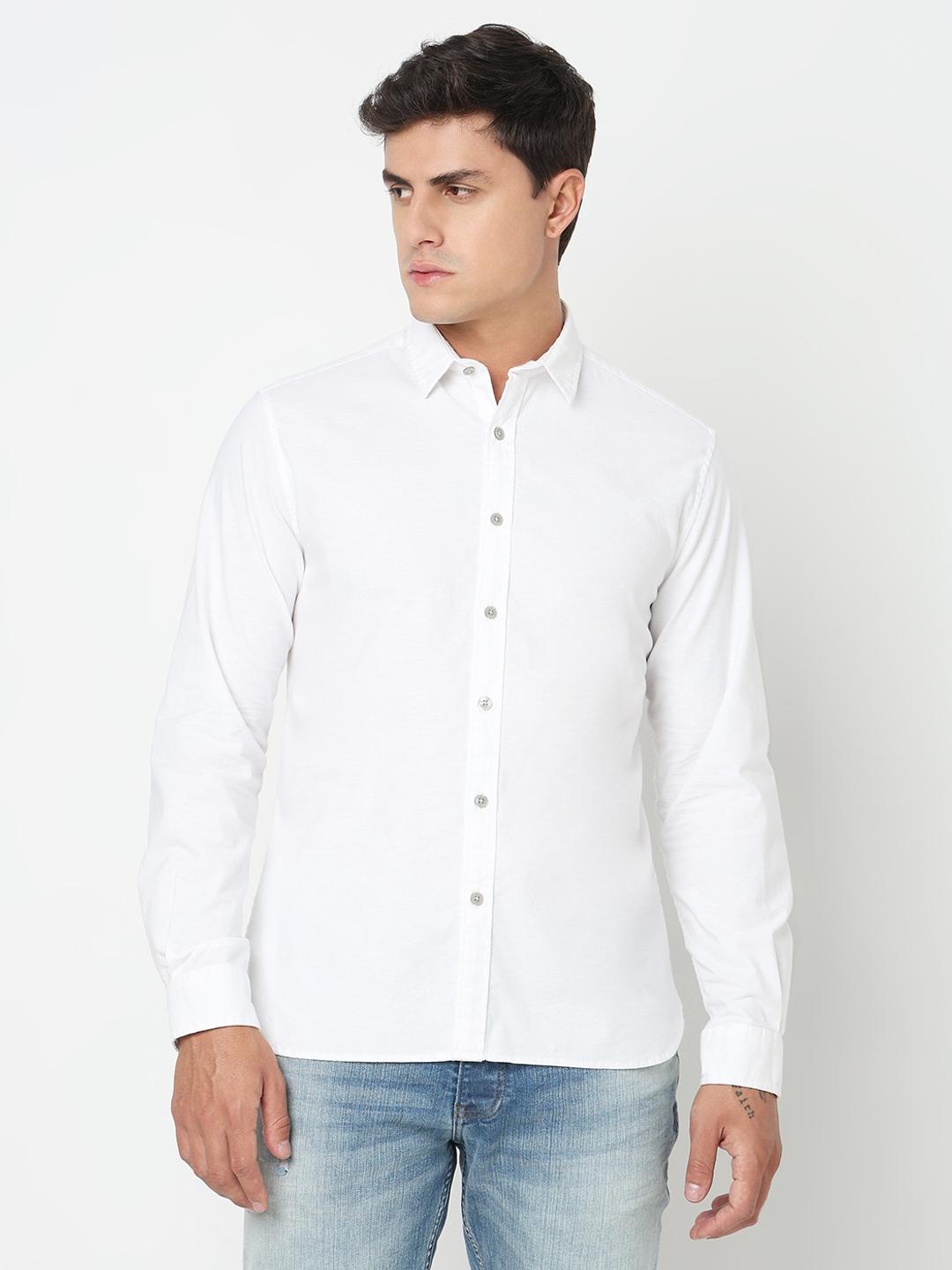 Regular Fit Solid Full Sleeve Shirt with Classic Collar