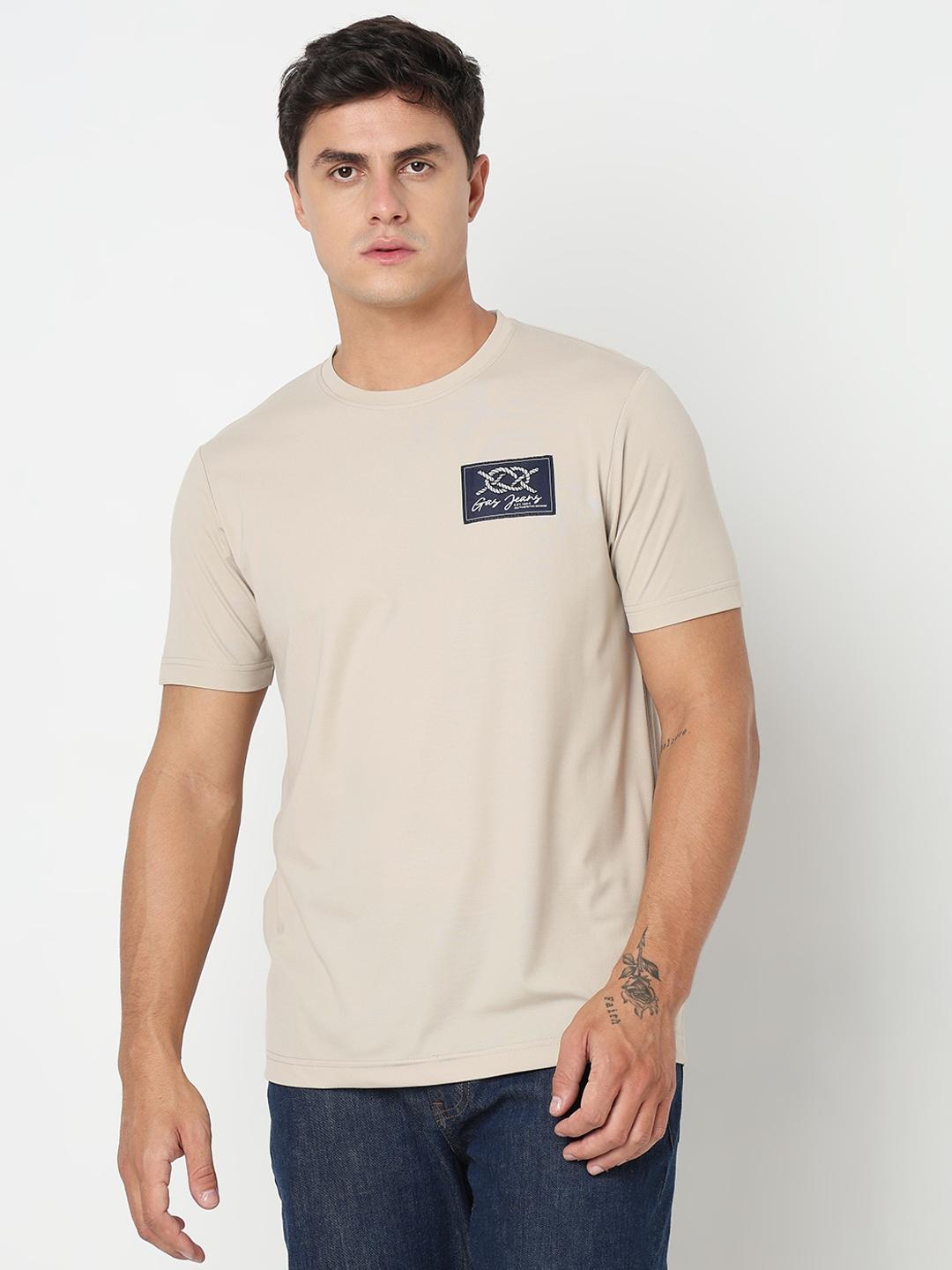 Regular Fit Printed Round Neck T-Shirt with Short Sleeve