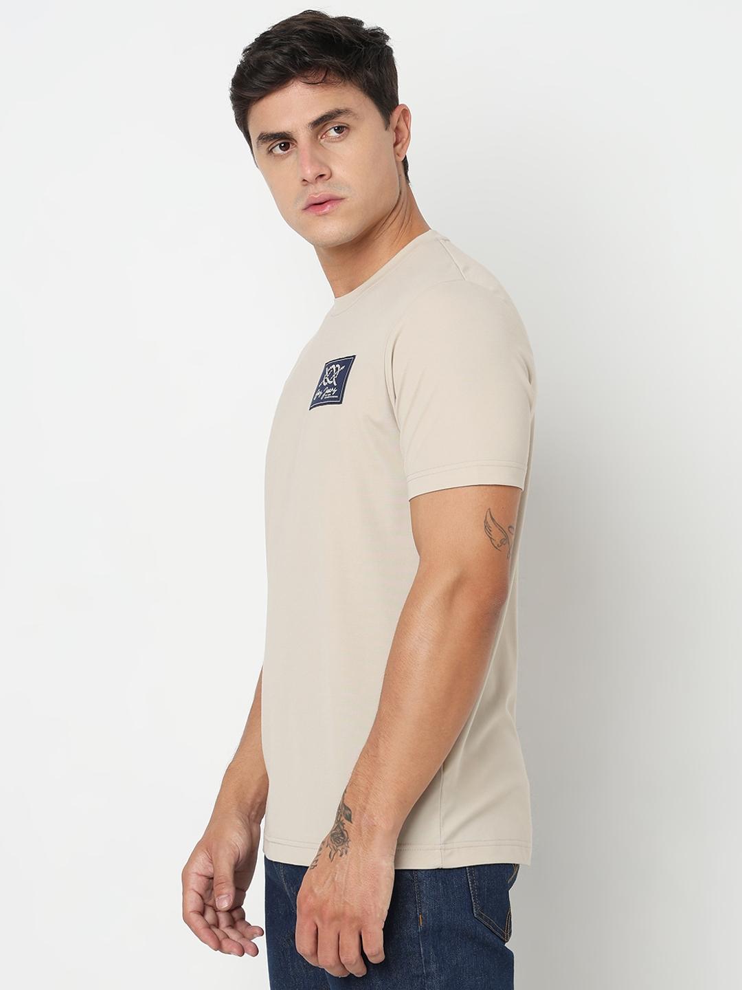 Regular Fit Printed Round Neck T-Shirt with Short Sleeve