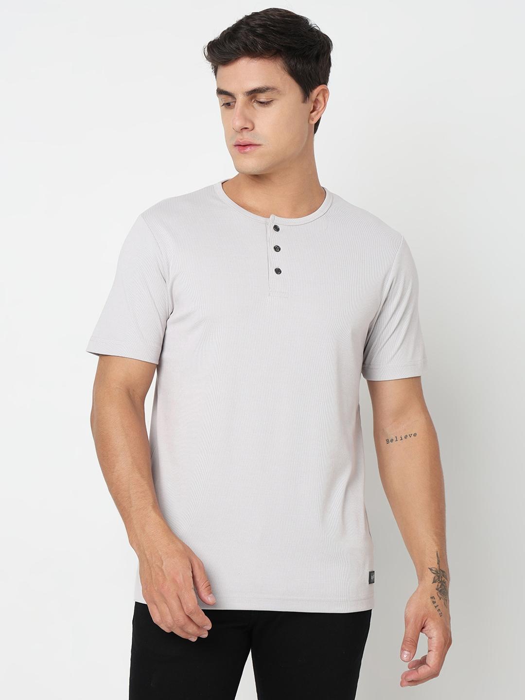 Regular Fit Solid Henley T-Shirt with Short Sleeve