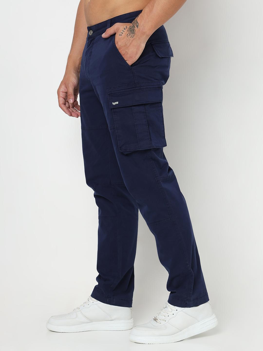 Slim Straight Fit Solid Cotton Lycra Trousers