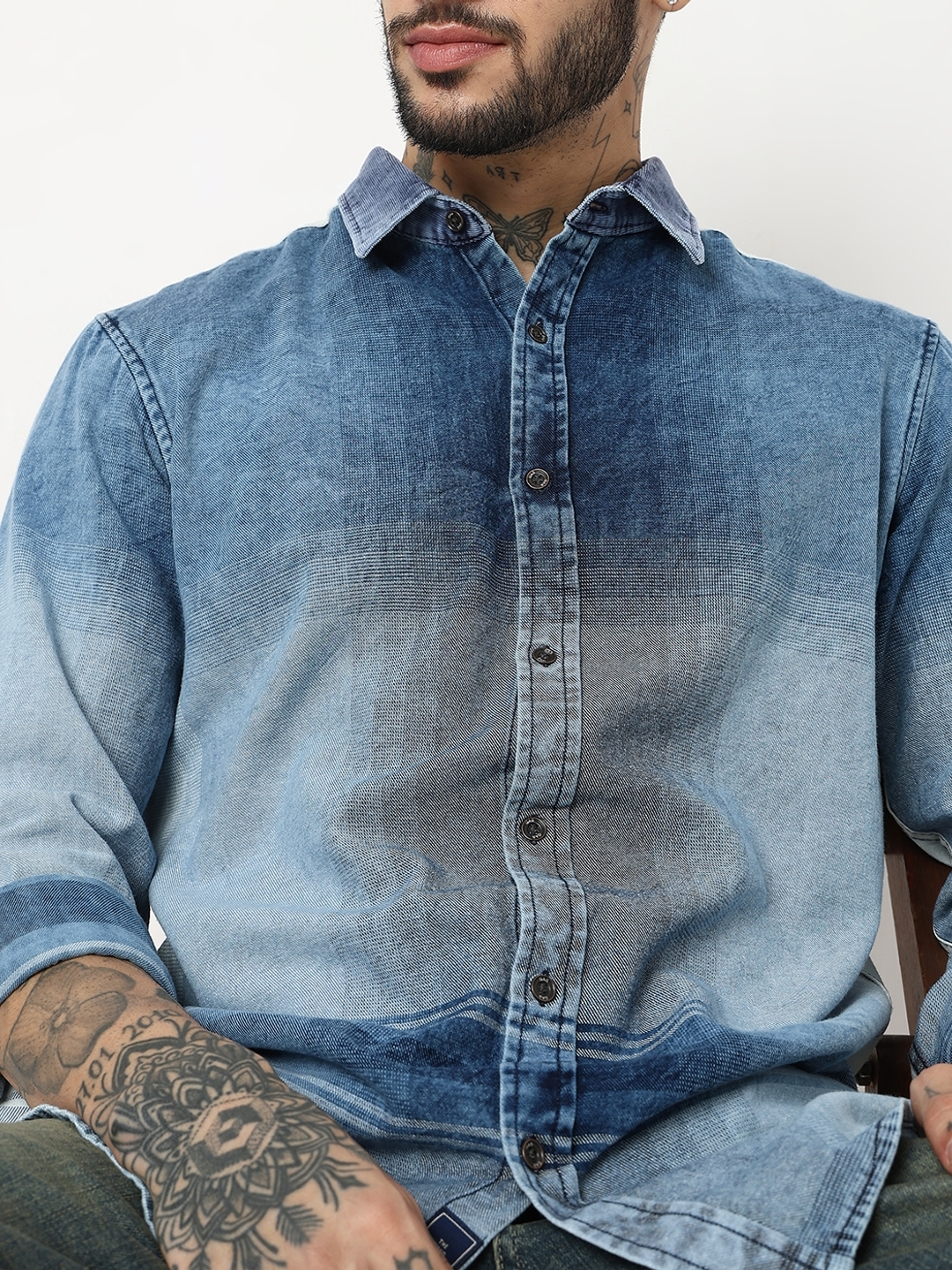 Carisma check shirt with denim details for real men with format-nttc.com.vn