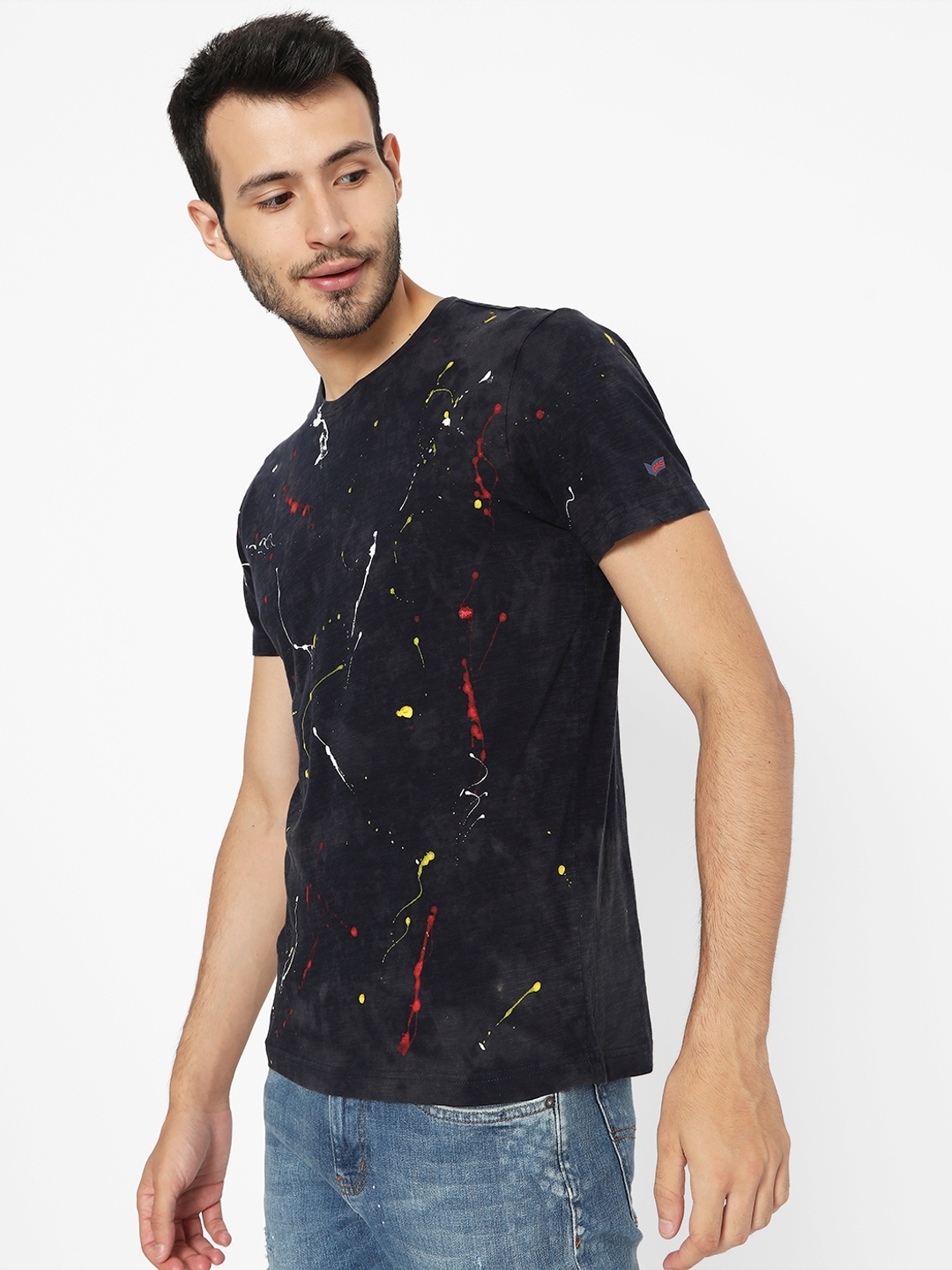 Splatter Print Crew-Neck T-shirt