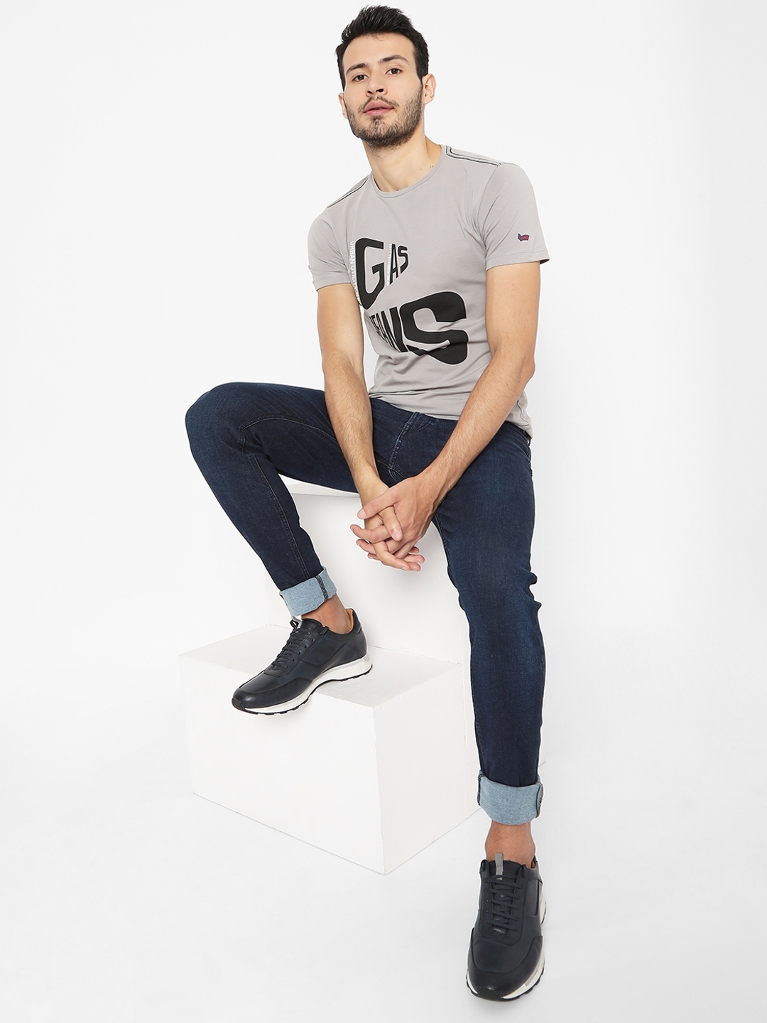 Brand Print Slim Fit Crew-Neck T-shirt