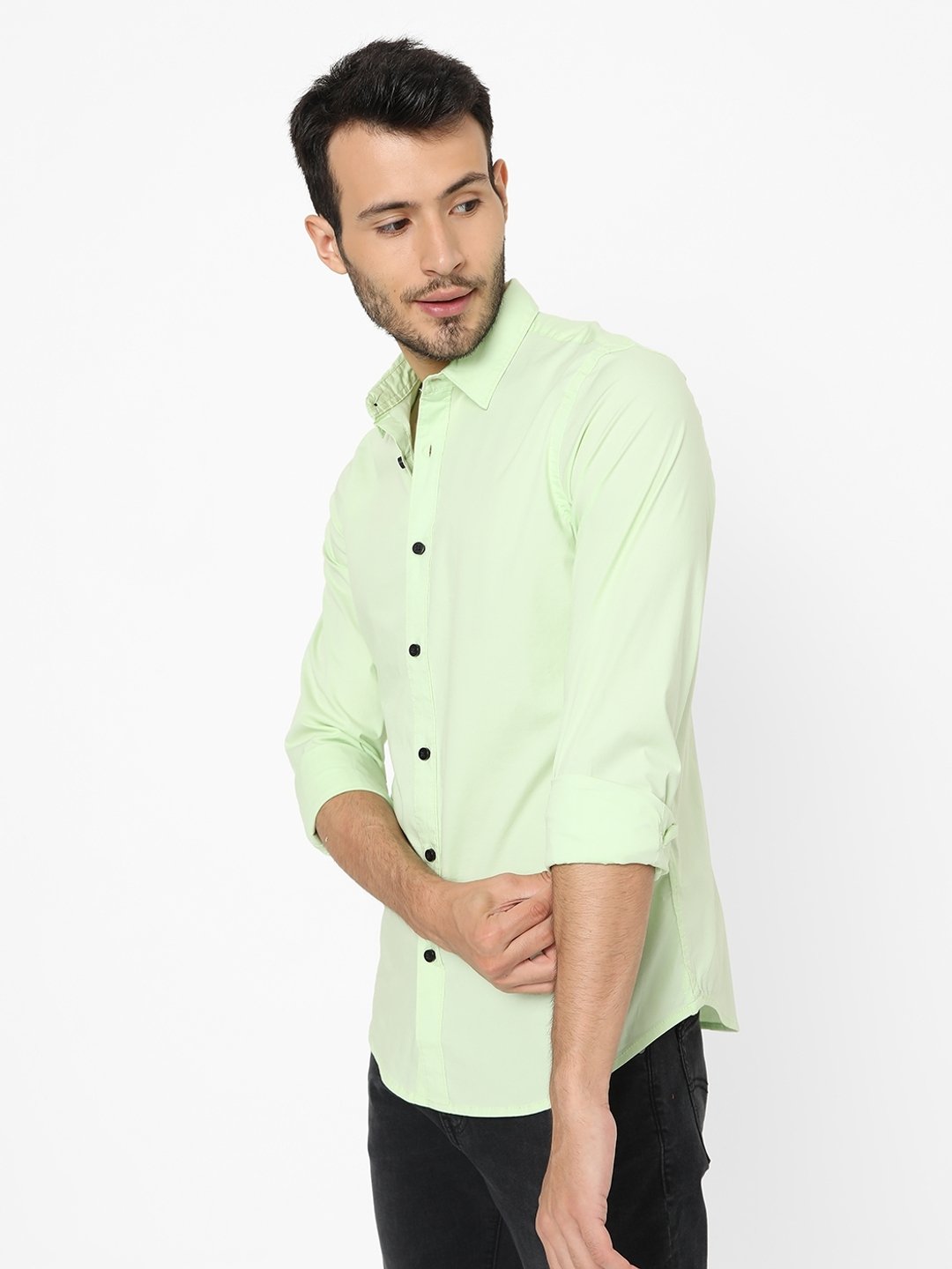 Slim Fit Shirt with Spread Collar