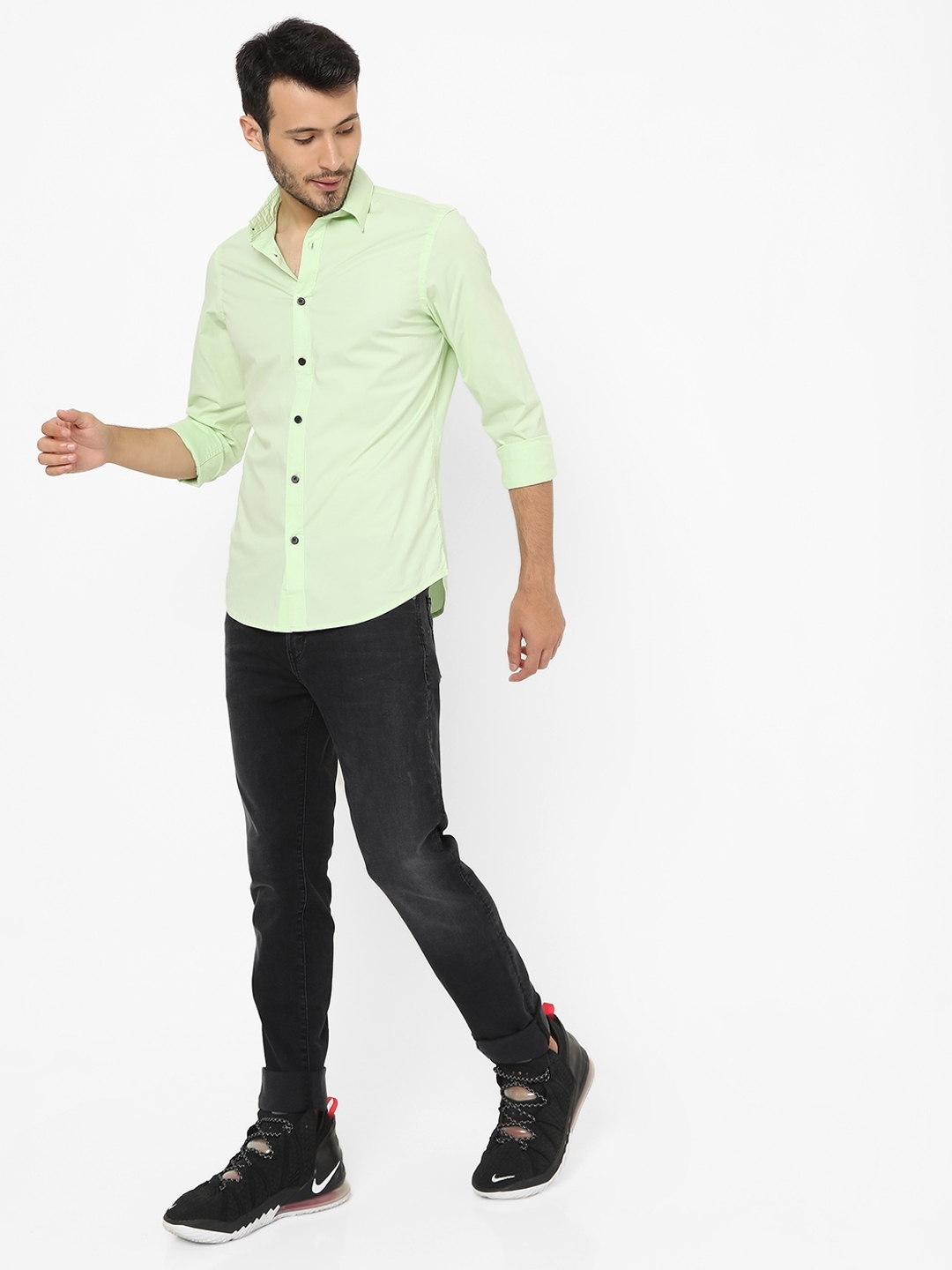 Slim Fit Shirt with Spread Collar