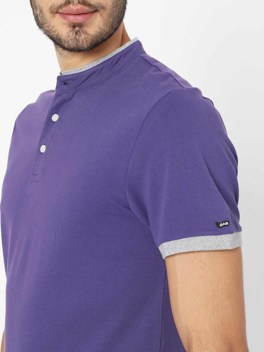 Slim Fit T-shirt with Band Collar