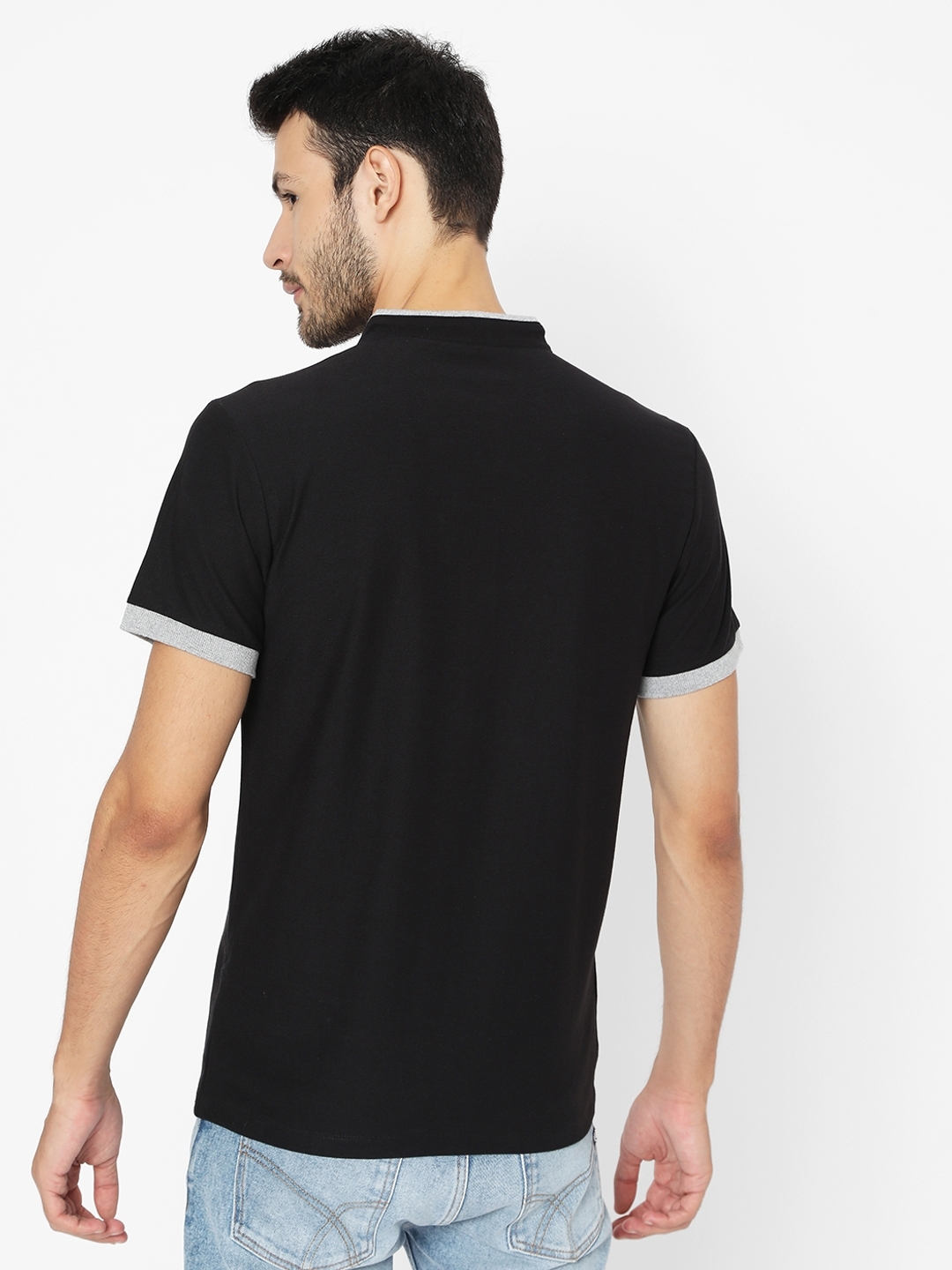 Slim Fit Polo T-shirt with Band Collar