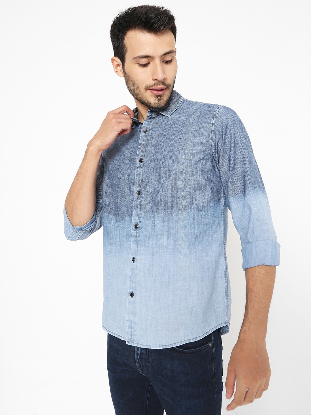 Ombre-Dyed Slim Fit Shirt